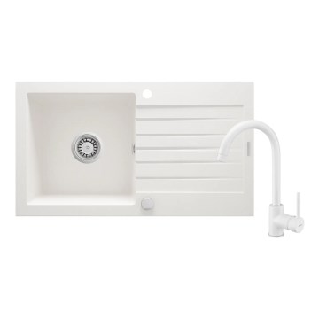 Deante ZQZVA113 - Fregadero de cocina ZORBA 76x44 cm + grifo de fregadero granito/alabastro