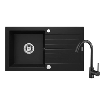 Deante ZQZVN113 - Fregadero de cocina ZORBA 76x44 cm + grifo de fregadero granito/negro