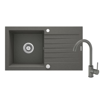 Deante ZQZVT113 - Fregadero de cocina ZORBA 76x44 cm + grifo de fregadero granito/metálico antracita