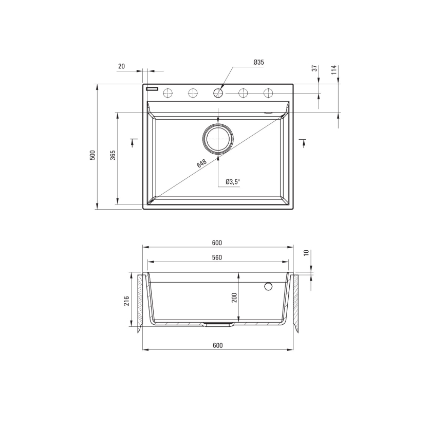 Deante ZRC_S10A - Fregadero de cocina CORIO 50x60 cm granito/gris metálico