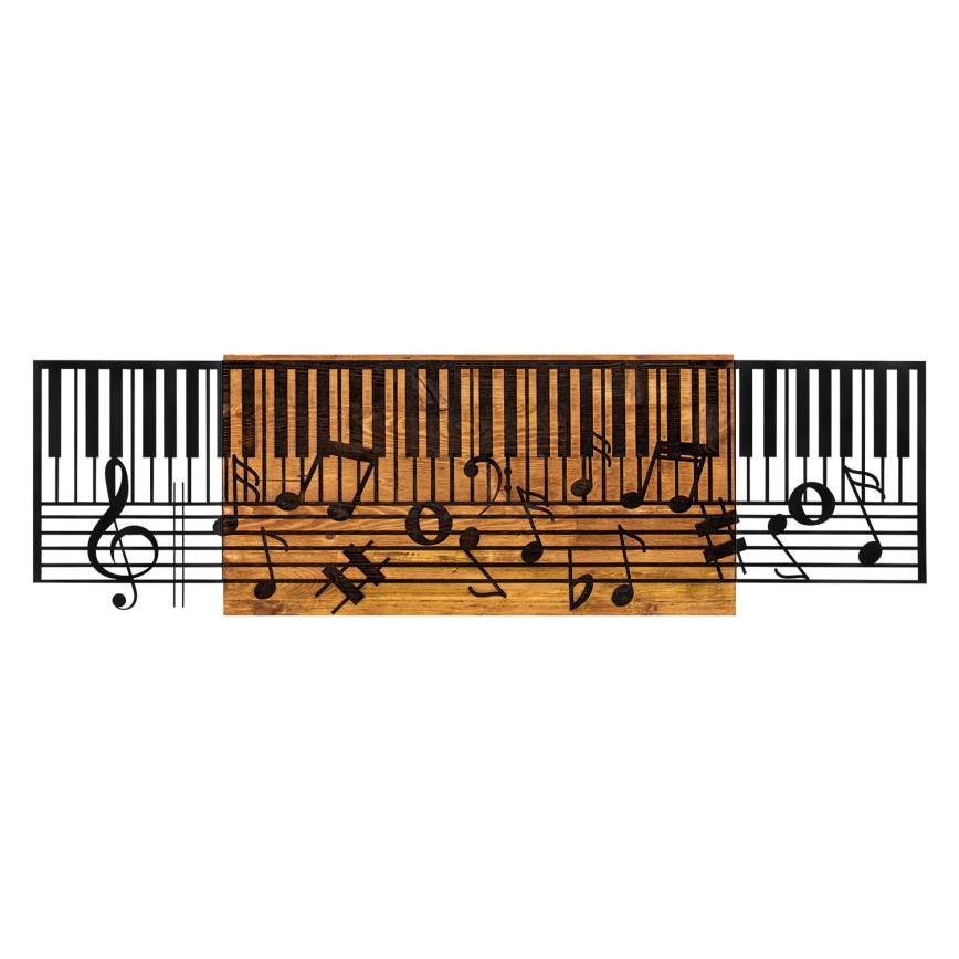 Decoración de pared 100x30 cm piano madera/metal