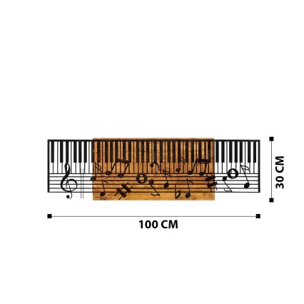 Decoración de pared 100x30 cm piano madera/metal