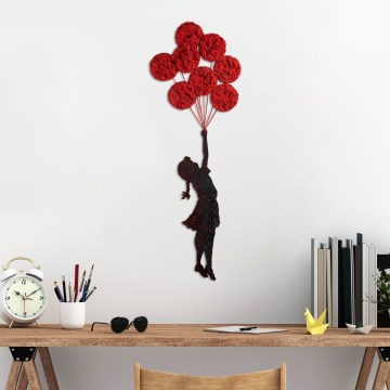 Decoración de pared 100x34 cm niña metal/musgo