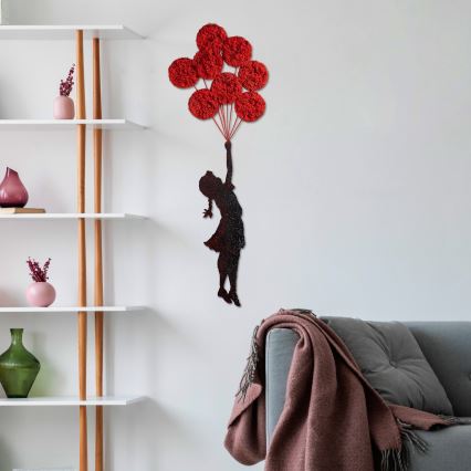 Decoración de pared 100x34 cm niña metal/musgo