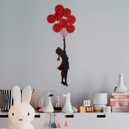 Decoración de pared 100x34 cm niña metal/musgo