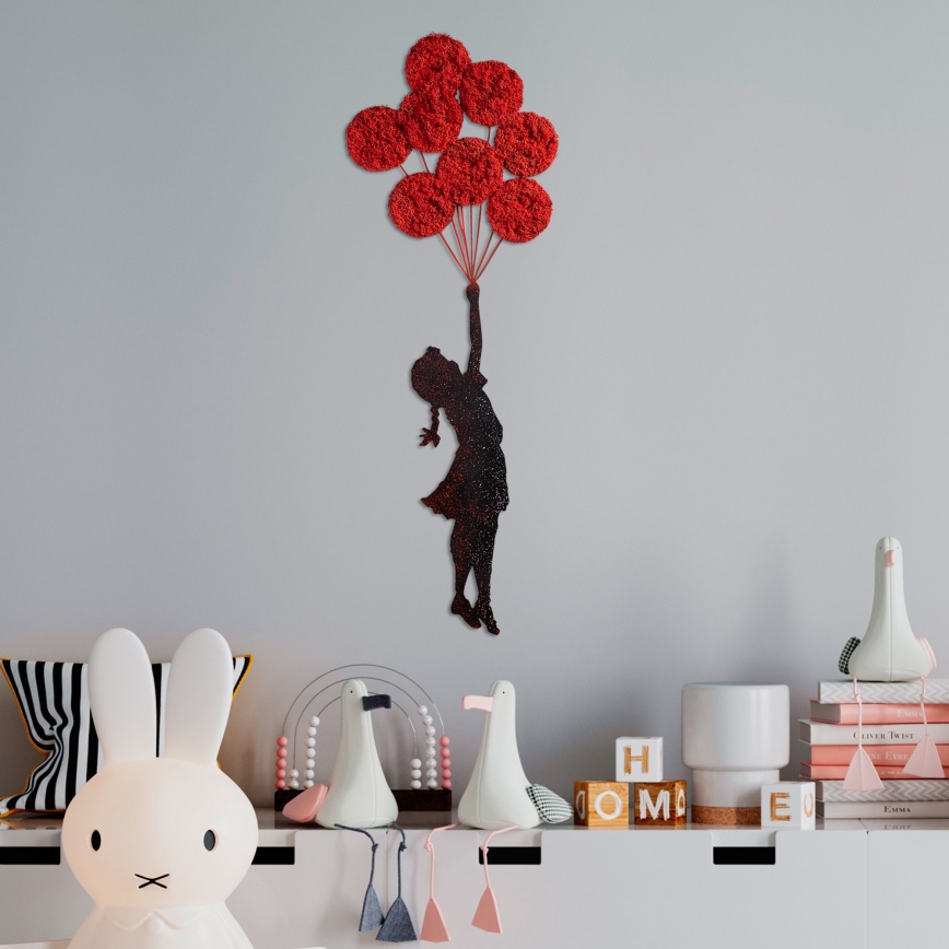 Decoración de pared 100x34 cm niña metal/musgo
