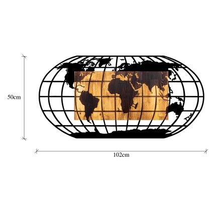 Decoración de pared 102x50 cm globo madera/metal