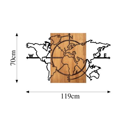 Decoración de pared 119x70 cm mapa madera/metal