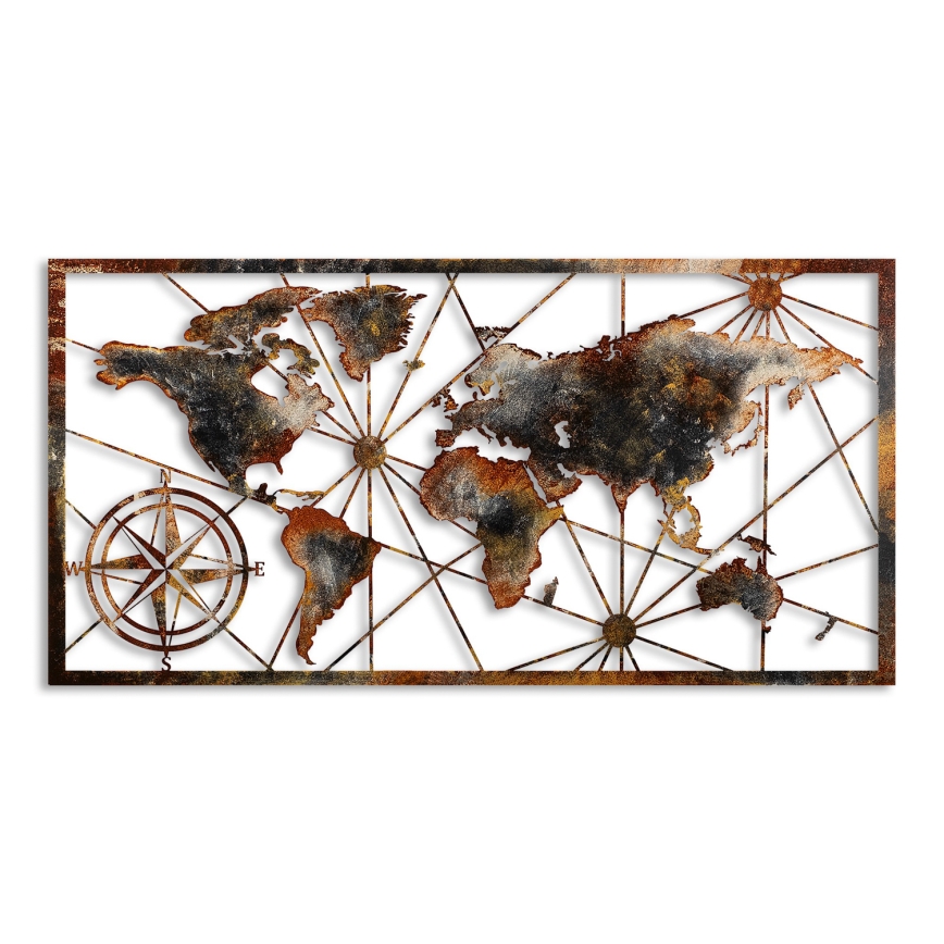 Decoración de pared 120x60 cm Mapa del mundo metal