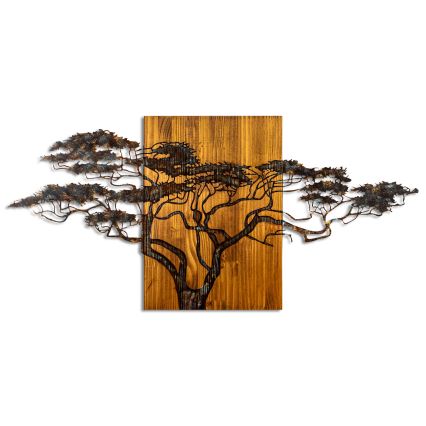 Decoración de pared 144x70 cm árbol madera/metal