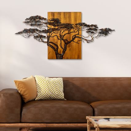 Decoración de pared 144x70 cm árbol madera/metal