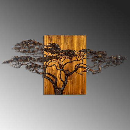 Decoración de pared 144x70 cm árbol madera/metal