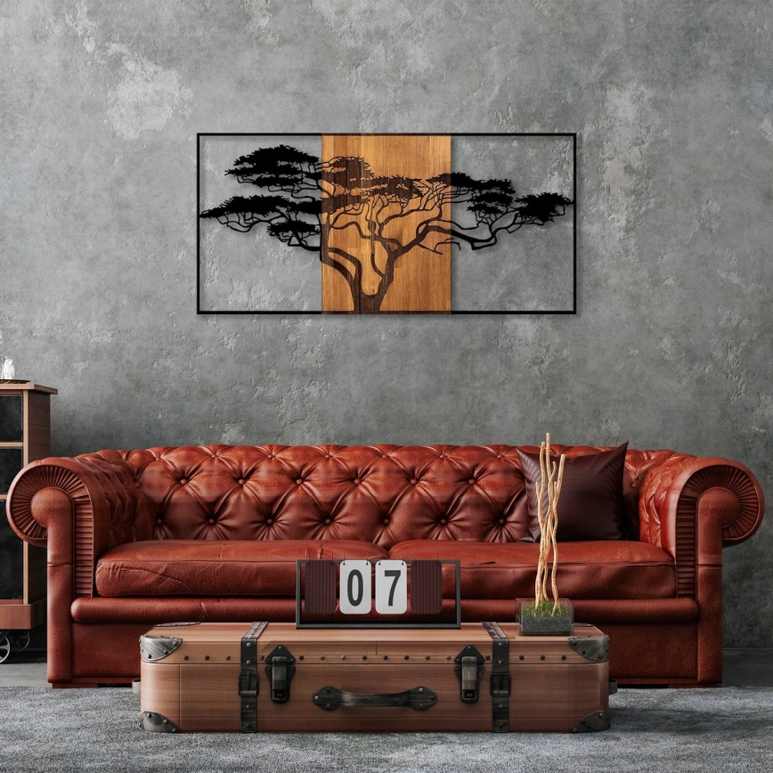 Decoración de pared 147x70 cm árbol madera/metal