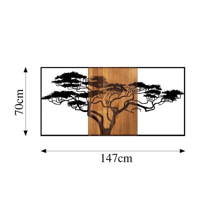 Decoración de pared 147x70 cm árbol madera/metal