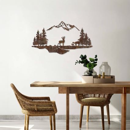 Decoración de pared 2 pz 70x38 cm ciervo metal/marrón