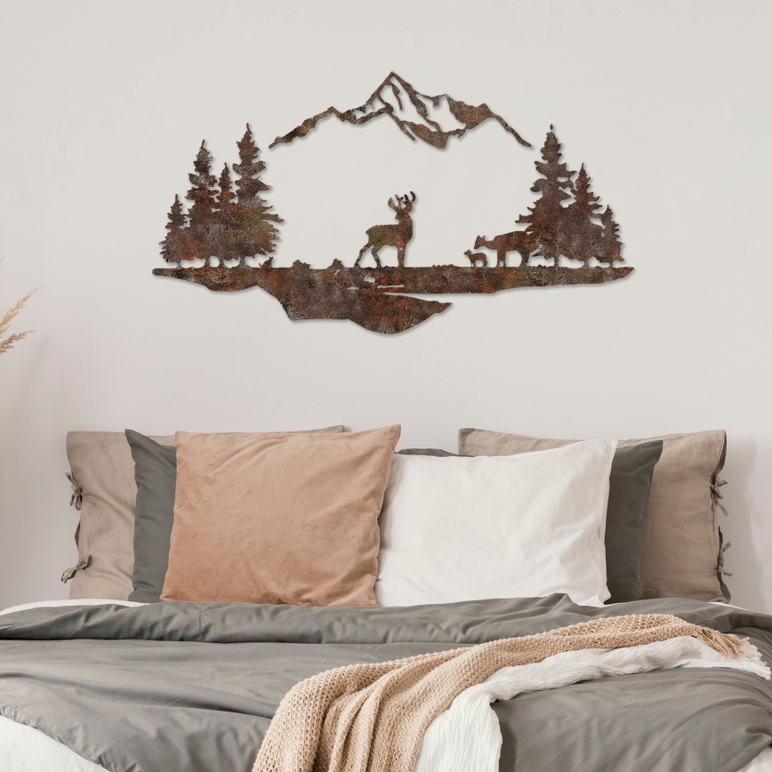 Decoración de pared 2 pz 70x38 cm ciervo metal/marrón