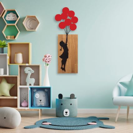 Decoración de pared 34x99 cm niña madera/metal
