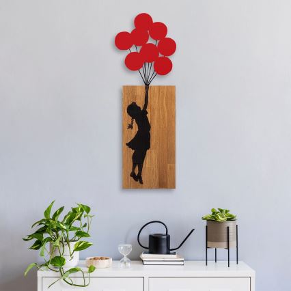 Decoración de pared 34x99 cm niña madera/metal