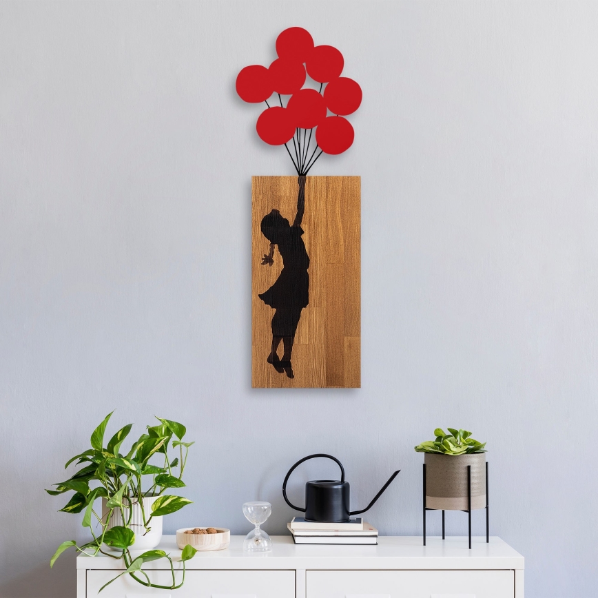 Decoración de pared 34x99 cm niña madera/metal