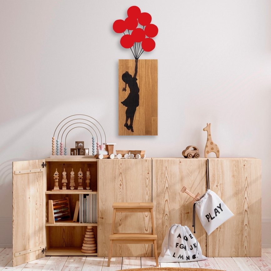 Decoración de pared 34x99 cm niña madera/metal