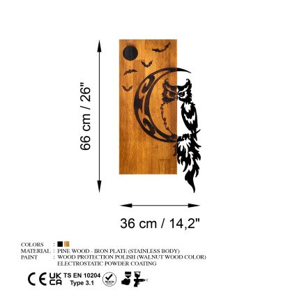 Decoración de pared 36x66 cm búho madera/metal
