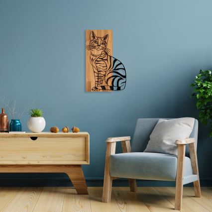 Decoración de pared 38x58 cm gato madera/metal