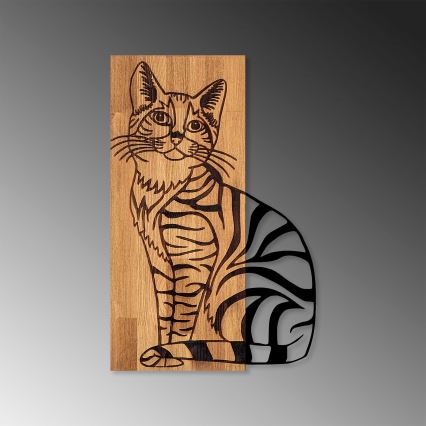 Decoración de pared 38x58 cm gato madera/metal