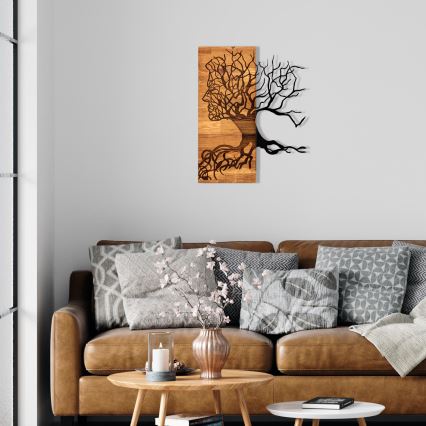 Decoración de pared 45x58 cm Árbol de la vida madera/metal