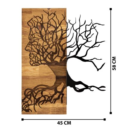 Decoración de pared 45x58 cm Árbol de la vida madera/metal