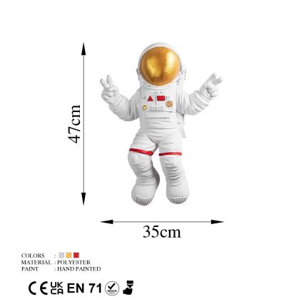 Decoración de pared 47x35 cm astronaut dorado