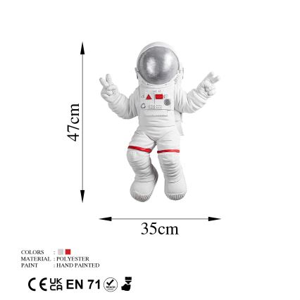 Decoración de pared 47x35 cm astronaut plata