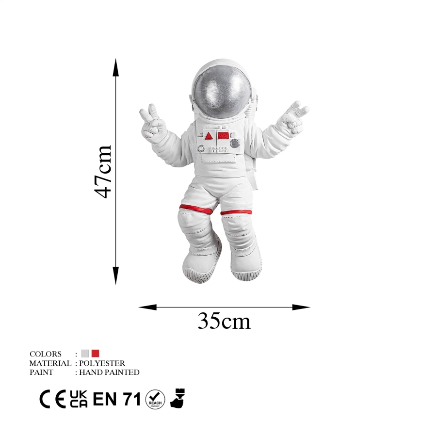 Decoración de pared 47x35 cm astronaut plata