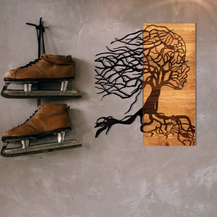 Decoración de pared 47x58 cm Árbol de la vida madera/metal