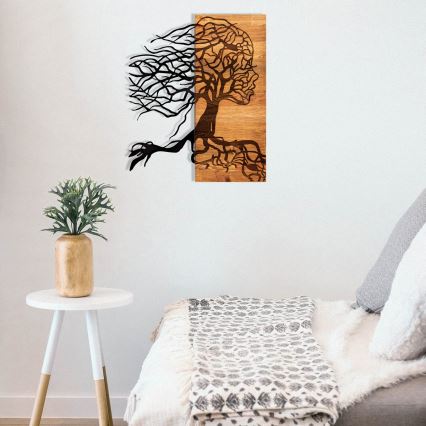 Decoración de pared 47x58 cm Árbol de la vida madera/metal