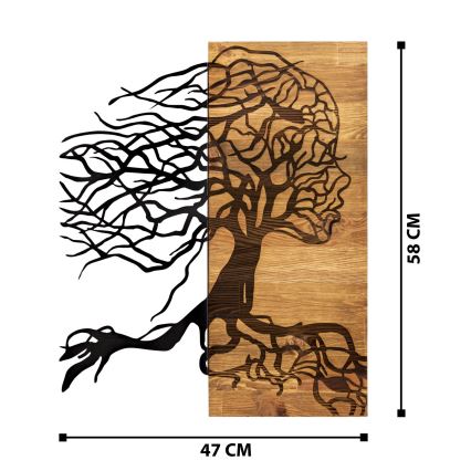 Decoración de pared 47x58 cm Árbol de la vida madera/metal