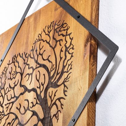 Decoración de pared 54x54 cm árbol madera/metal