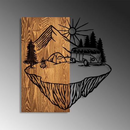 Decoración de pared 54x57 cm camping madera/metal