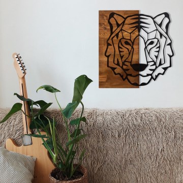 Decoración de pared 56x58 cm tigre madera/metal