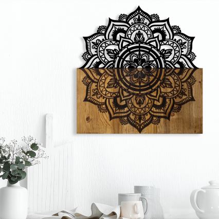 Decoración de pared 59x58 cm mandala madera/metal