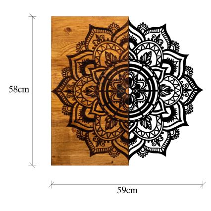 Decoración de pared 59x58 cm mandala madera/metal