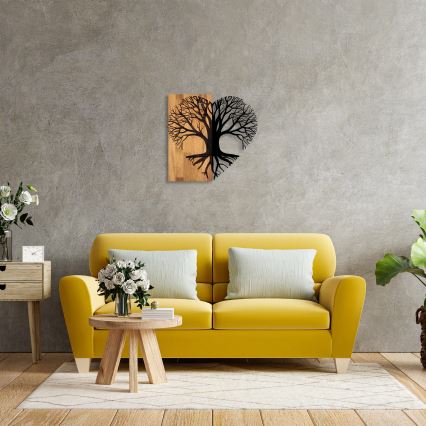 Decoración de pared 60x58 cm árbol madera/metal