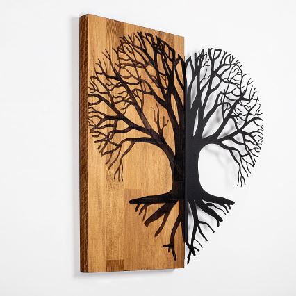 Decoración de pared 60x58 cm árbol madera/metal