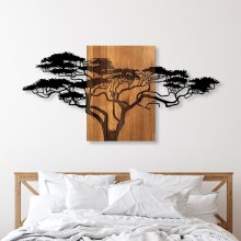 Decoración de pared 70x144 cm árbol de madera/metal