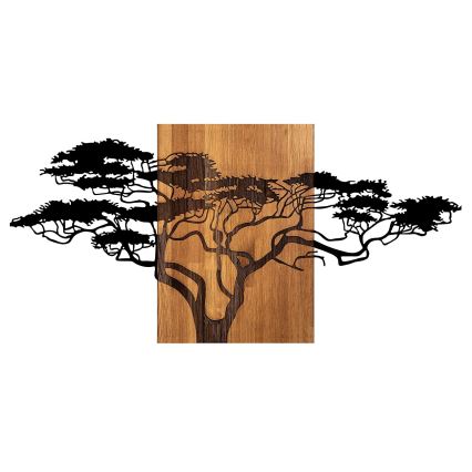 Decoración de pared 70x144 cm árbol de madera/metal