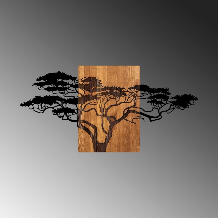 Decoración de pared 70x144 cm árbol de madera/metal