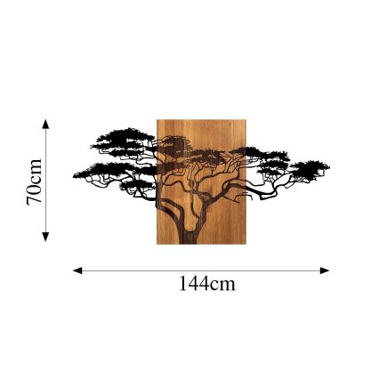 Decoración de pared 70x144 cm árbol de madera/metal