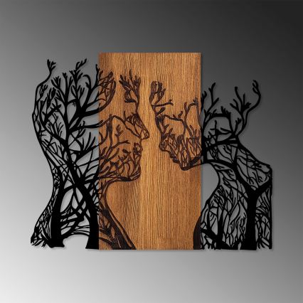 Decoración de pared 70x58 cm árboles de la vida madera/metal