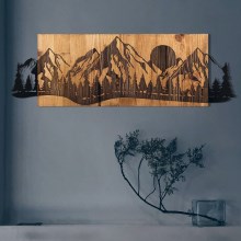 Decoración de pared 75,5x24,5 cm montañas madera/metal