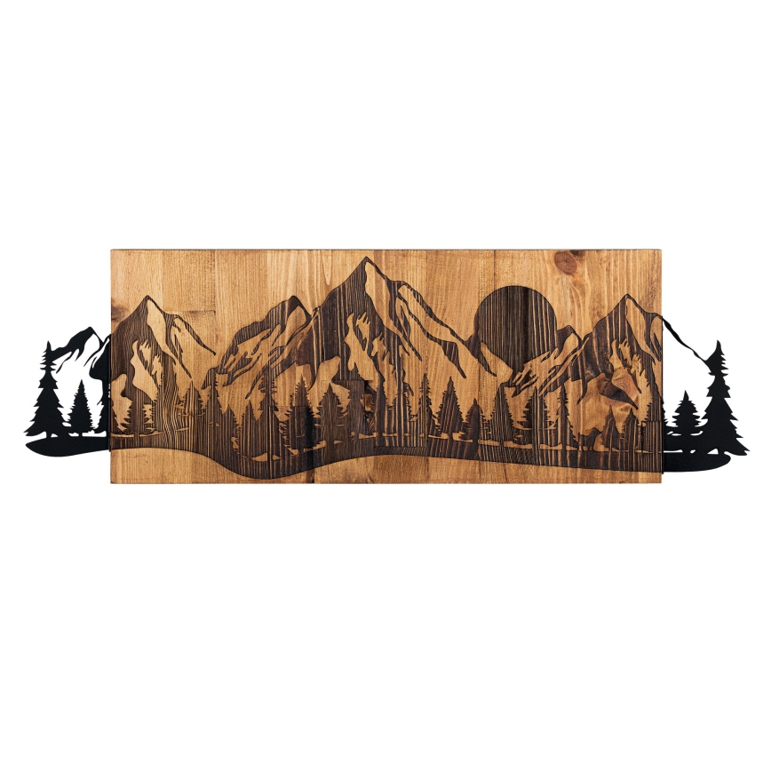 Decoración de pared 75,5x24,5 cm montañas madera/metal