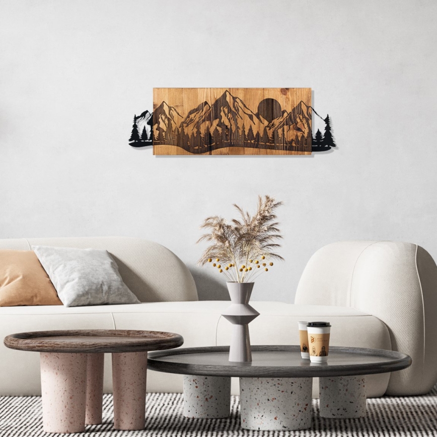 Decoración de pared 75,5x24,5 cm montañas madera/metal
